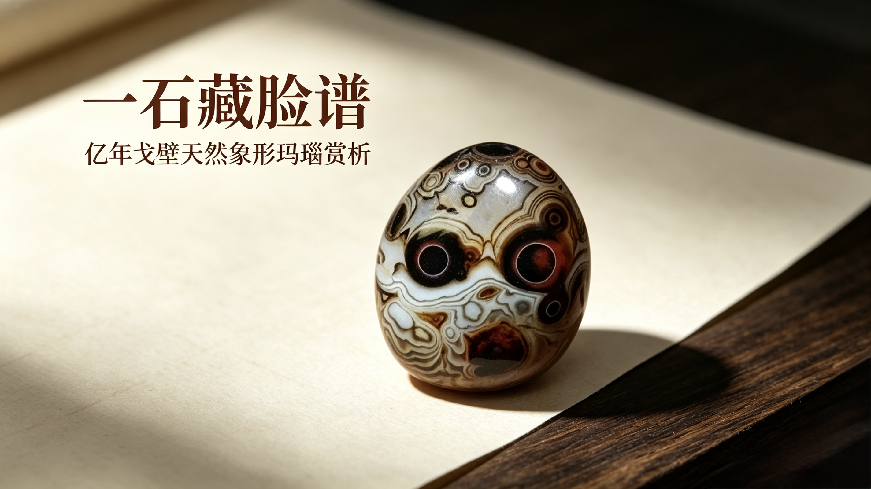 天眼缠丝玛瑙象形石：一石藏脸谱，戈壁亿万年天成的画面奇石