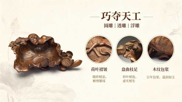 巧夺天工，木荷藏韵——清代木雕荷叶荷莲文房洗赏析
